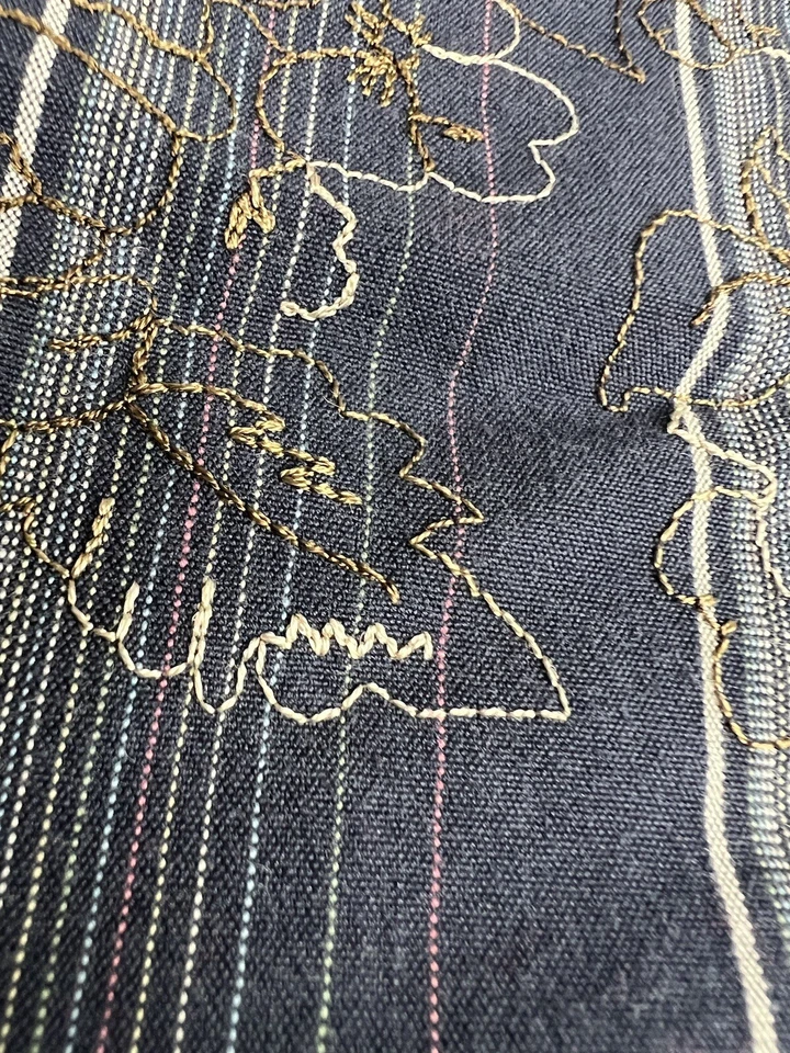 Camisa Vintage Años 90 Y2K ODO Selecta Mediana Occidental Floral Bordada Rayas Foto 4 de 4