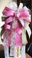 10" x 20" SPRING FLORAL WIRED BOW for DOOR WREATH, SWAG, LANTERN  203-C rb