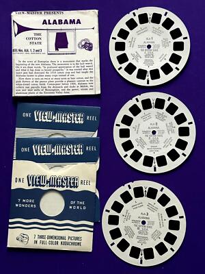 Viewmaster ALABAMA ALA 1.2.3 AMERICA 3 Reel Set View-Master Set VINTAGE USA