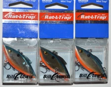 3 lures bill lewis mini rat l trap lipless 2.5" 1/4oz crankbait chrome shad