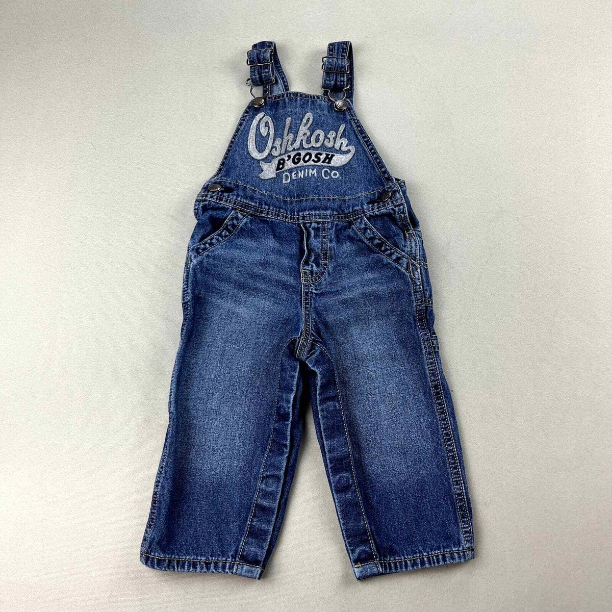 OshKosh B'Gosh Overalls Baby 18M Months Blue Denim Vestbak Dark
