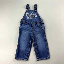OshKosh B'Gosh Overalls Baby 18M Months Blue Denim Vestbak Dark Wash Newborn Boy