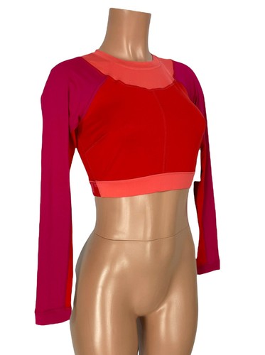 Joy Lab Crop Top Red Long Sleeve JoyLab Active Shirt Yoga XS S M L XL XXL NEW - Picture 2 of 5