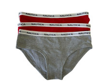 Nautica Womens 3 Pack Panties Red  Gray Size L