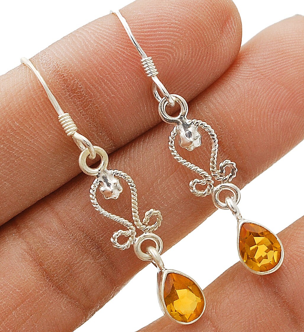 Natural Golden Citrine 925 Sterling Silver Earrings Jewelry 11-8