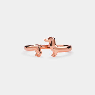 Dachshund Dog Stacking Band Ring in 925 Sterling Silver
