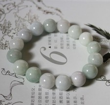 Certified Grade A Natural Untreated Light Green Jadeite JADE Beaded Bracelet
