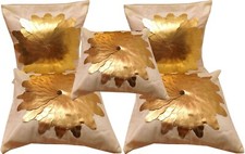 Set of 5 Victorian floral gold foil art elegant chic Throw Pillow Shams 15x15"