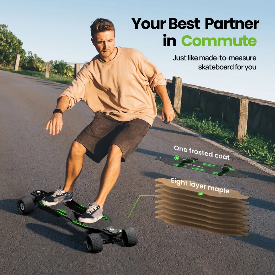 Monopatín Eléctrico para Adultos y Adolescentes Longboard con Batería Extraíble y Control Remoto Foto 4 de 4