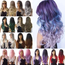 Quality Fashion Synthetic Hair Ombre Color Wig Cheap Women Curly Straight Wavy s