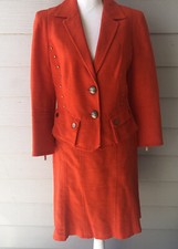 Etcetera Women s Size 8 Orange Linen Blend 2pc Jacket Skirt Suit Set STUNNING