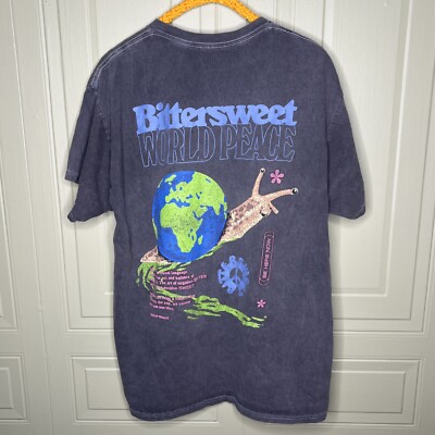 Bitter Sweet World Peace Shirt Be Here Now Snail Climate Change Advocatcy Size M