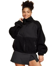 Blogilates x Target Womens Campfire Fleece Full Zip Jacket 2X Jet Black