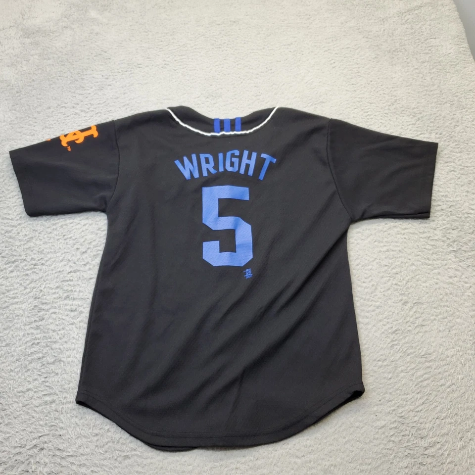 Camiseta Adidas de béisbol unisex juvenil negra con botones delanteros New York Mets Wright 5 Foto 2 de 4