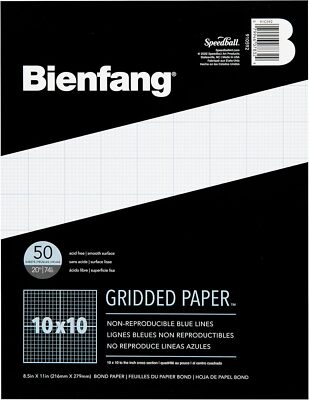 Designer Grid Graph Paper Pad, 10x10 Cross Section, 8.5 x 11 Inches, 50 Sheets