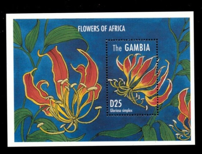 VINTAGE CLASSICS - Gambia 1995- Flowers - Souvenir Stamp sheet- Scott 1666 - MNH