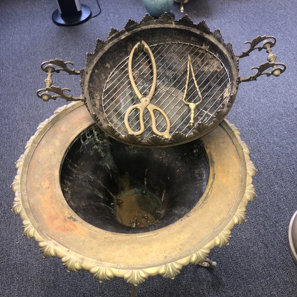 Antiguo calentador de latón turco original, olla caliente, brasero de mangal 40" x 23" pulgadas Foto 4 de 4