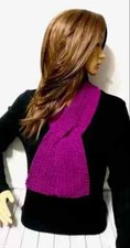 crochet womans handmade keyhole scarf cowl purple raspberry
