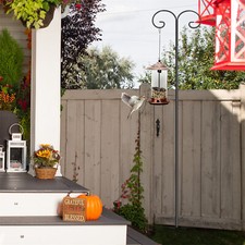 2PCS Heavy Duty Double Shepherd Hook Outdoor Metal Bird Feeder Flower Pot Pole