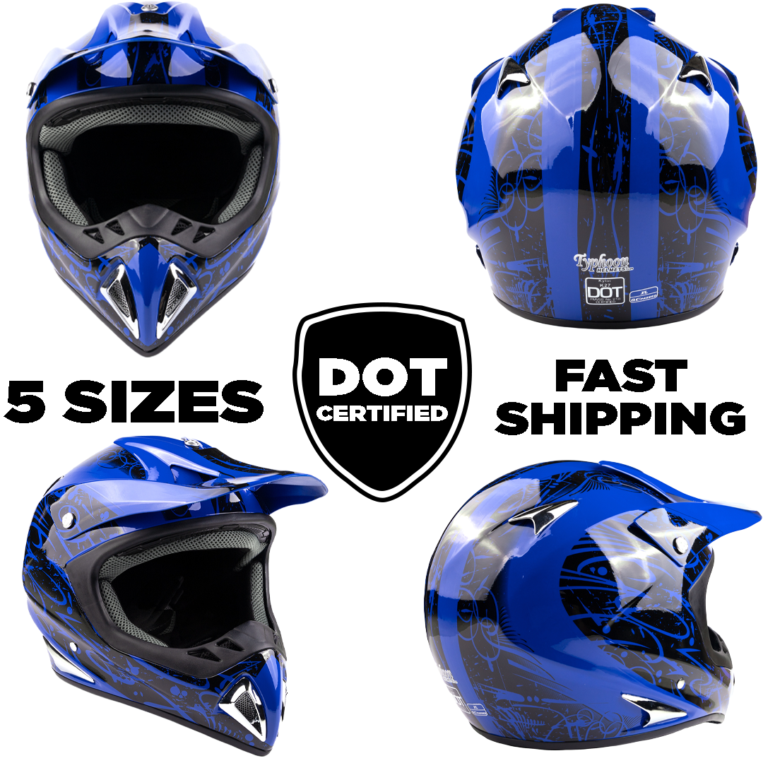 Blue Adult Motocross Helmet DOT Off-Road Dirt Bike ATV UTV MX MTB Men Women