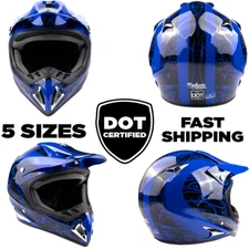 Blue Adult Motocross Helmet DOT Off-Road Dirt Bike ATV UTV MX MTB Men Women