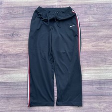 Vintage Y2K Nike Windbreaker Polyester Track Black Pants Gray/Red Stripes Size M