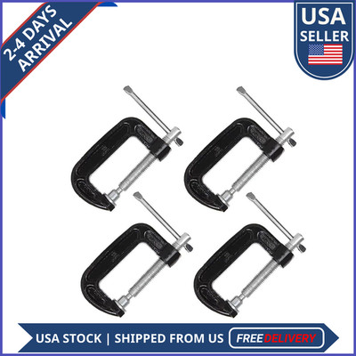 2 Inch C-Clamp Set 4 Pack Heavy Duty Steel C Clamps Industrial Strength Woodwork