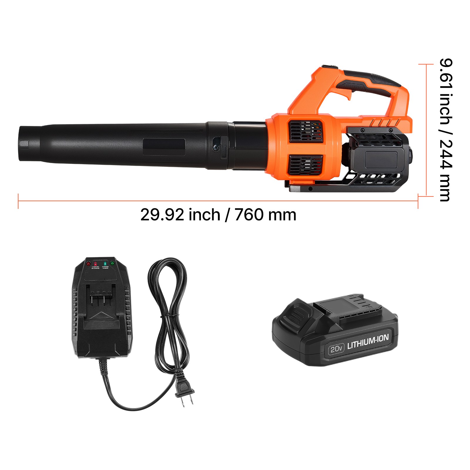Uimoso 20V Cordless Leaf Blower, 450 CFM/110 MPH, 2-Speed, Includes 2Ah Battery
