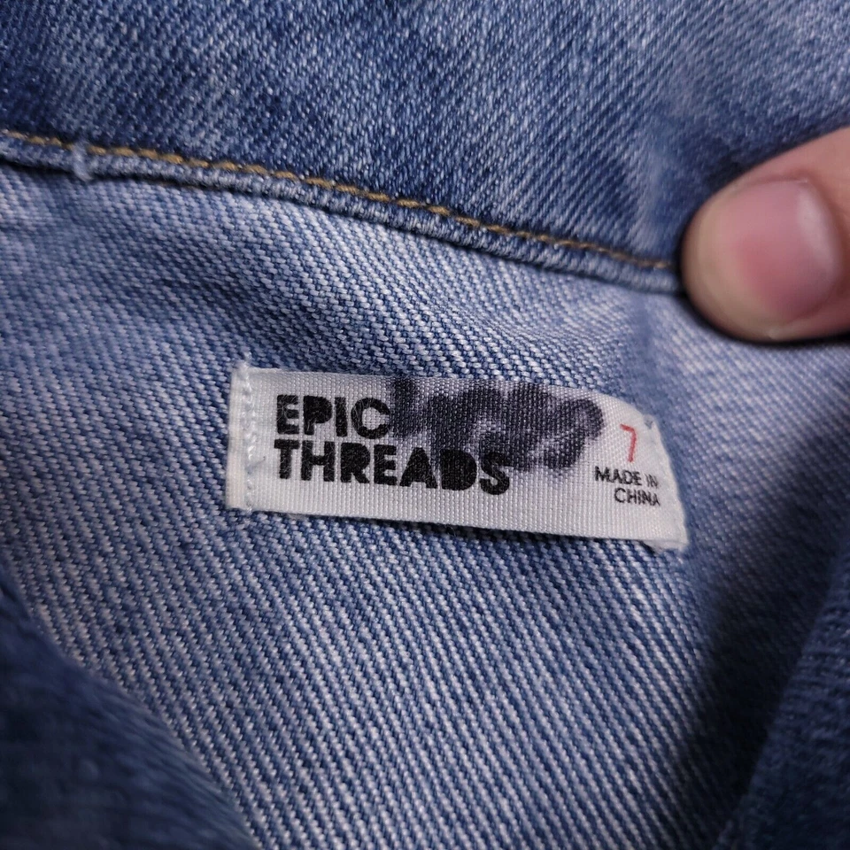 Chaqueta Denim Manga Larga Abotonada Informal Epic Threads Jóvenes Niñas Talla 7 Azul Foto 3 de 4