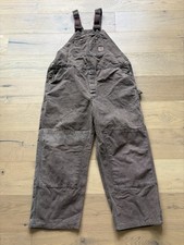 Vintage Carhartt R06 CHT Brown Duck Bib Overalls USA Made 44x30 Workwear