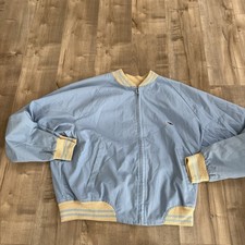 Vintage Sears Zip Up Jacket Bomber Style XL Regular Powder Blue Dragon Logo