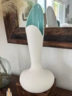 Vintage Royal Haeger R1752 White Lava Glaze & Turquoise Vase 16.5" MCM