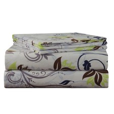 170 GSM Flannel Sheet Set, King, Printed, Spring Ivy