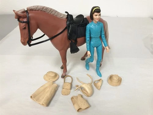 1960s MARX JOHNNY WEST JANICE WEST WITH HORSE & ACCESSORIES LOT #54