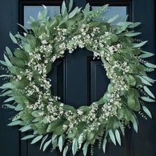 32'' Eucalyptus and Babys Breath Flowers Wreath for Front Door - Large