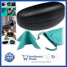 Faux Leather Sunglasses Case for Large Frames with Cleaning Cloth Pouch