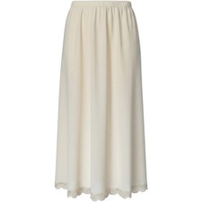 Vintage Lorraine Cream Nylon Half Slip Lace Trim Maxi Side Slit Coquette