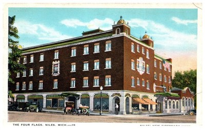 Vintage Postcard The Four Flags Hotel Niles Michigan Early 1900s