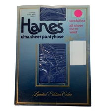 Hanes Ultra Sheer Pantyhose Sapphire Size C Large All Sheer Toe To Waist 1985