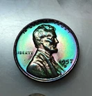Lincoln Wheat Cent 1957 D BU Monster rainbow TONED Comb S&H