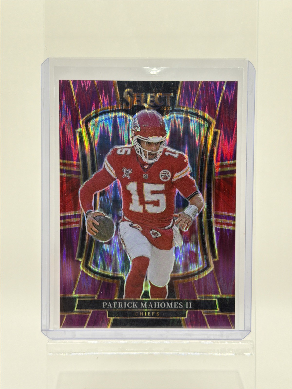 2025 Panini Select Premier Level Patrick Mahomes II #107 Purple Shock Prizm /699