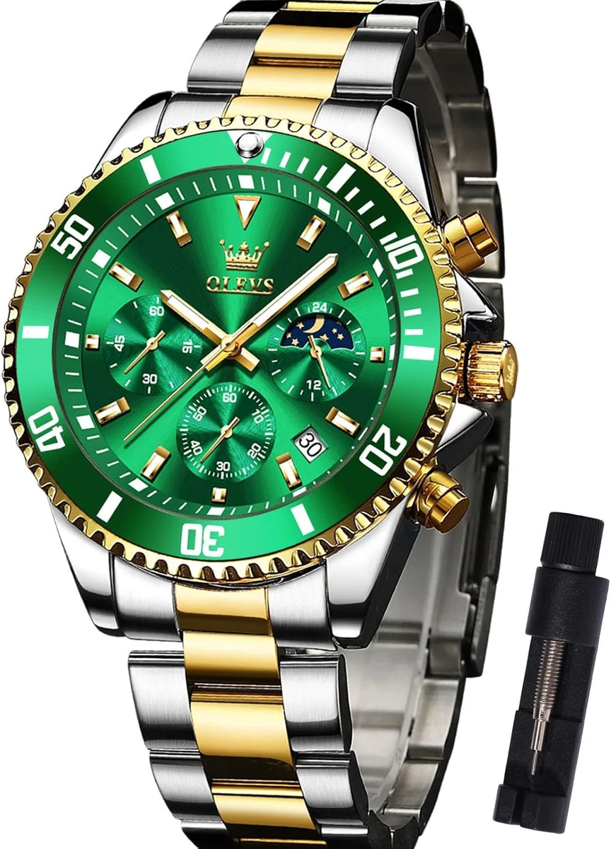 OLEVS Orologio Uomo Quarzo Con Calendario – Acciaio Inossidabile Impermeabile – Quadrante Grande Con Lancette Luminose – Regalo Con Kit Regolazione Cinturino