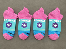 4 Pairs Bombas Women's Tri-Block Marl Honeycomb Ankle Socks Size M Pink