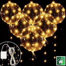 10 Pack LED Light Up BoBo Balloons Warm String Lights Transparent Party Balloon