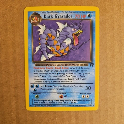 2000 Pokemon TCG Team Rocket Dark Gyarados 25/82 Non Holo Rare WOTC - NM-LP