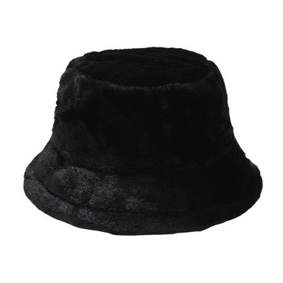 Winter Kunstfell Flauschig Einfarbig Fischerhut Flauschig Warm Bucket Hut Damen