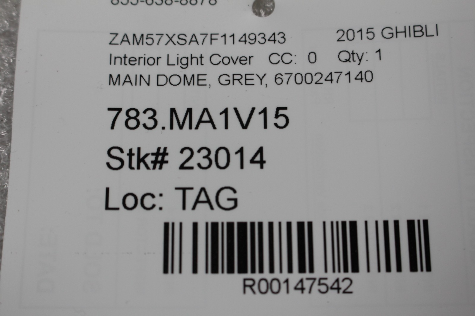 Maserati Ghibli, Interior Dome Light Cover, Sticky, Used, P/N 670024714