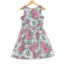 Portmans Boho Mini Dress 8 Pink Blue Sheer Sleeveless Floral Summer Sundress