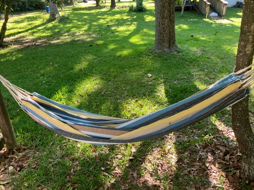 58” Wide Hanging Hammock w/Hand-Woven Rope Loops.
