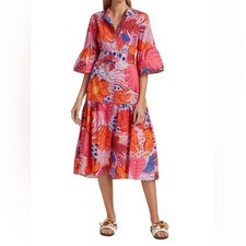 FARM Rio Botanical Print Belted Midi-Dress-Medium